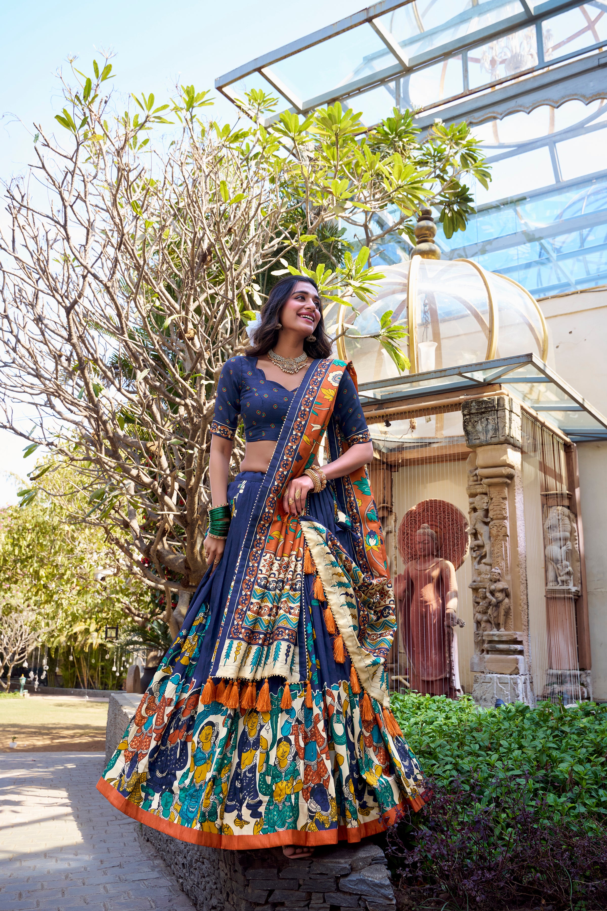 Exclusive Tussar Silk Lehenga Choli Set β Floral & Patola Print Design β¨π